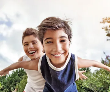 camp boys mugging for camera