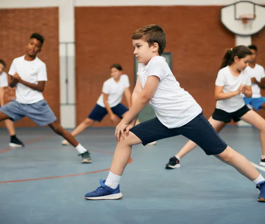 kids participating in indoor gym class